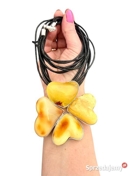 Wisior plus naszyjnik srebro 925 bursztyn Pomlewo