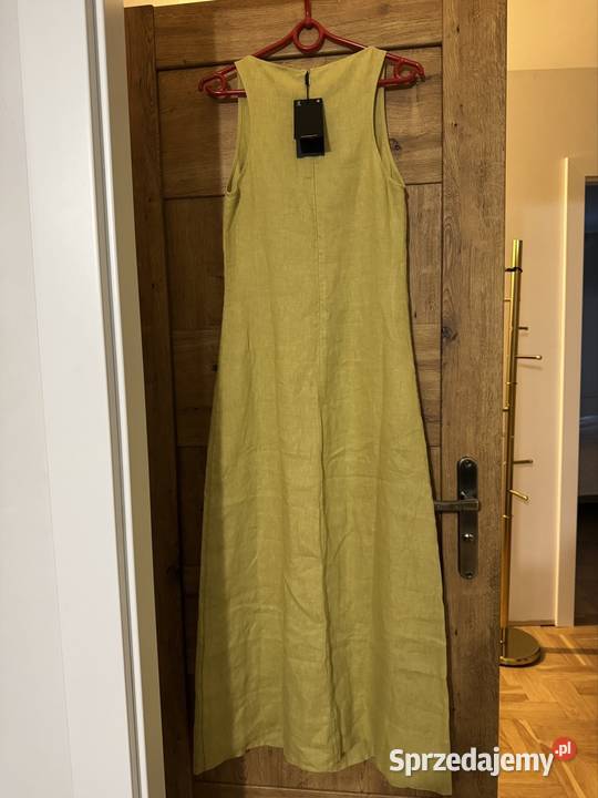 Sukienka damska 34 Massimo Dutti limonkowa z lnu Spódnice i sukienki śląskie