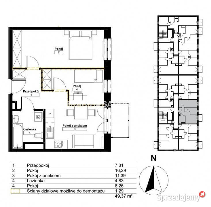 sprzedaży mieszkania Kraków 4937m2 3 pokoje
