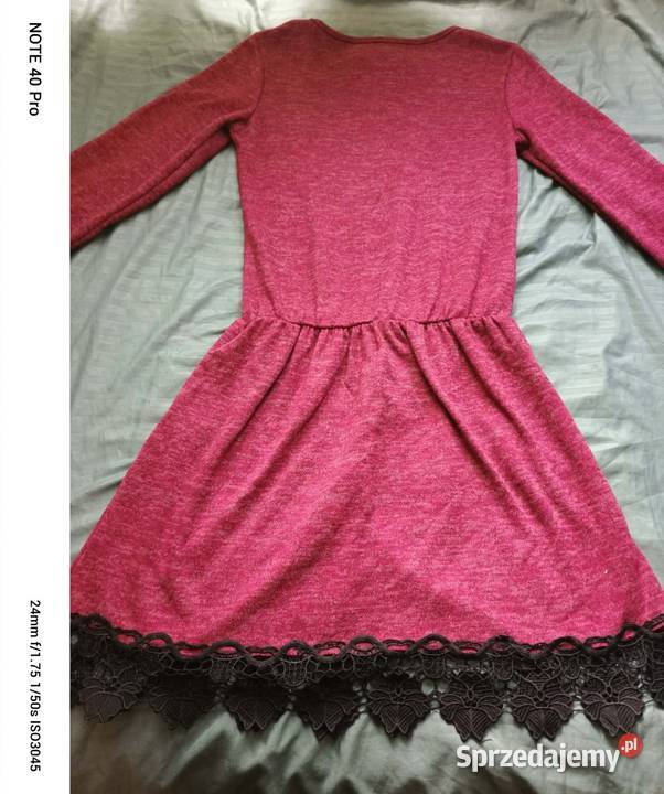 sukienka dzianinowa z koronką Rozmiar 40(L) Wejherowo sprzedam