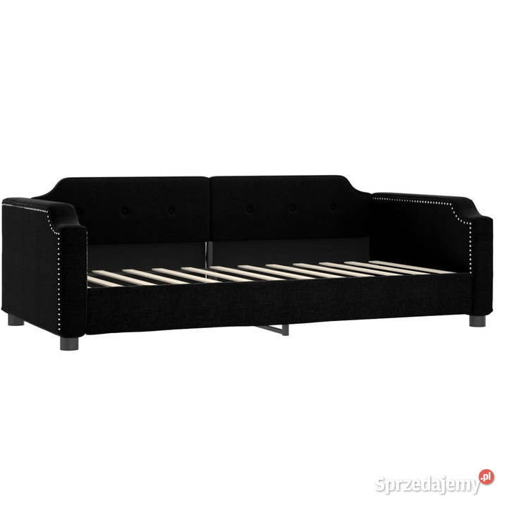 Sofa z funkcją spania czarna obita tkaniną Warszawa