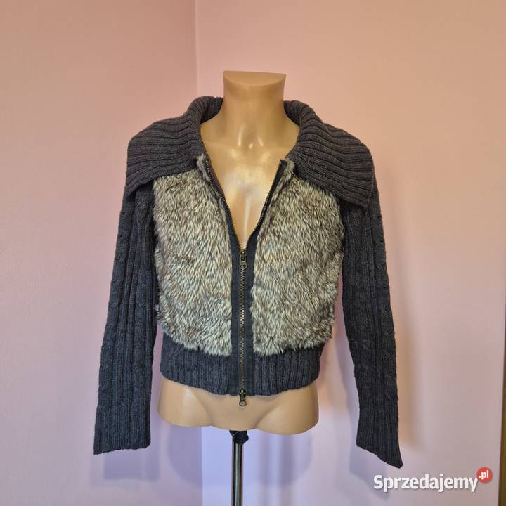 Sweter damski z futerkiem rozmiar L Brzesko