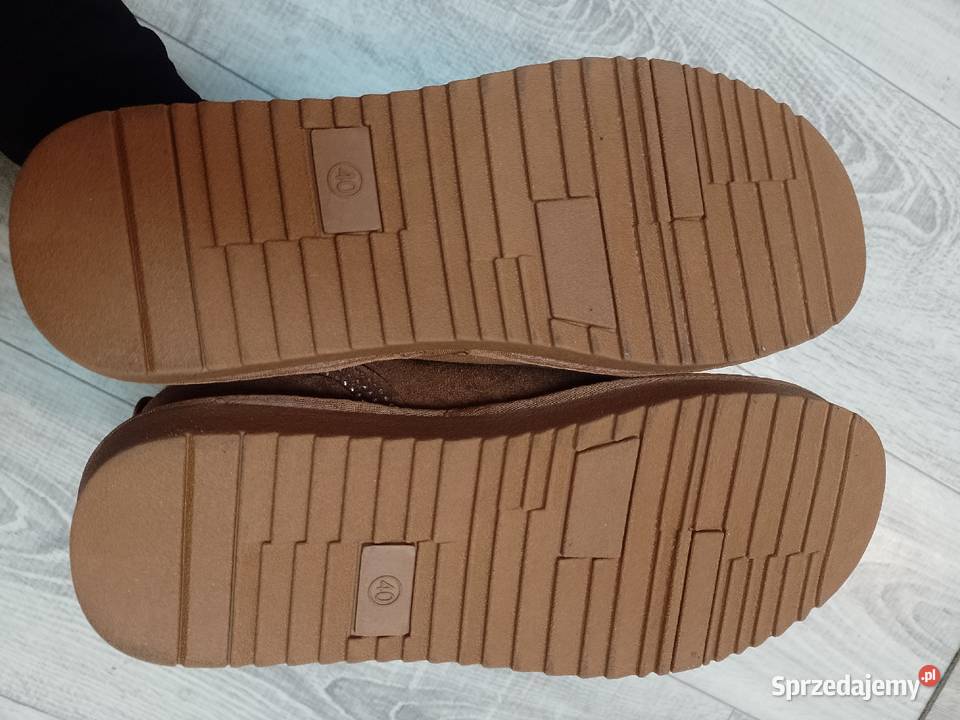 40 Brązowe ocieplane Botki zimowe śniegowce NOWE tkanina małopolskie Kraków