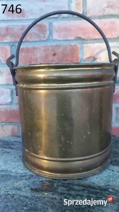 Garnek metalowy antyczny z uchwytem Doniczka zachodniopomorskie Gawroniec