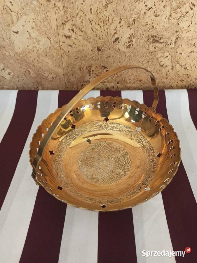 Stara patera mosiężna koszyk mosiądz Made In Ostrów Wielkopolski sprzedam