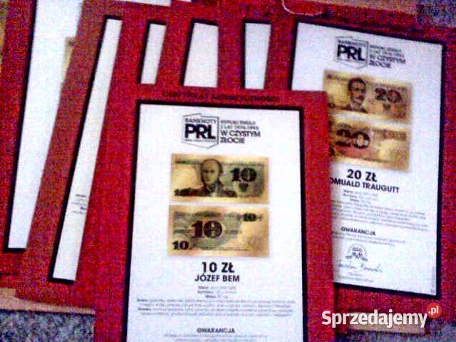 Banknoty z PRL repliki w czystym złocie Numizmatyka sprzedam