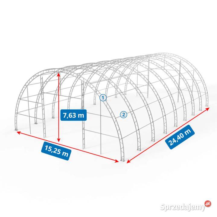 Hala namiotowa łukowa wzmocniona 1525x244 m PVC dolnośląskie Wrocław