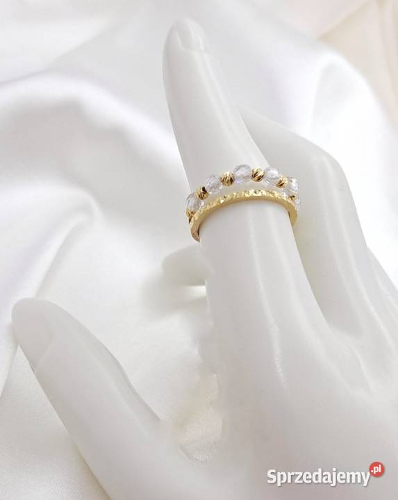 Pierścionek r10 Złoty pr333 Modern kwarc biały Poznań