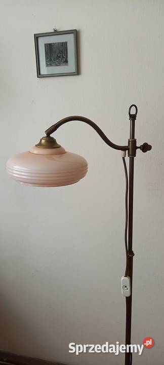 Mosiężna lampa podłogowa z ruchomym ramieniem