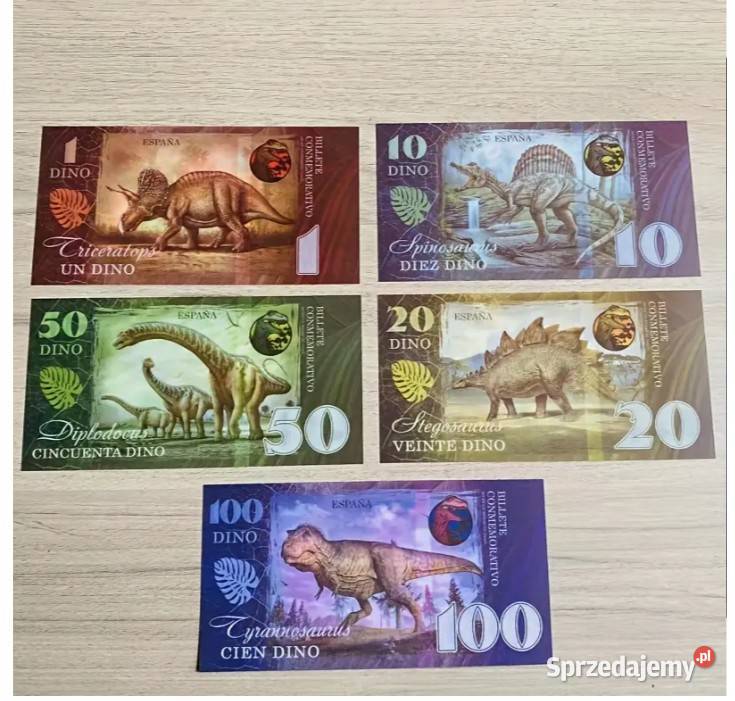 Kolekcjonerski zestaw banknotów z dinozaurami 5 Warszawa