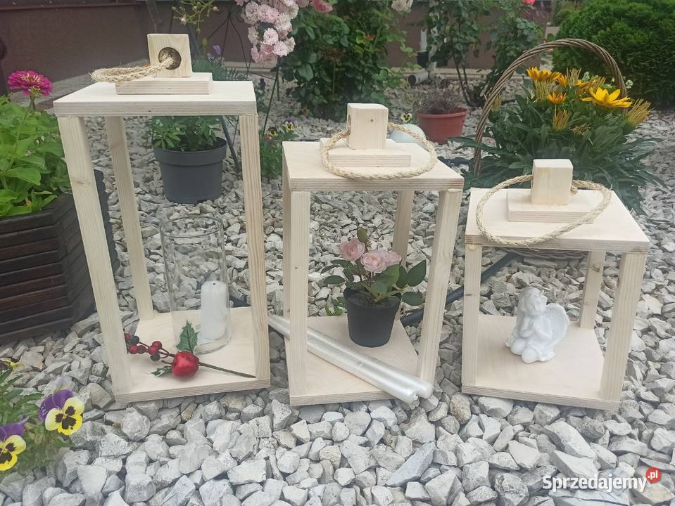 Lampiony dekoracyjne drewniane latarenki Skierdy sprzedam