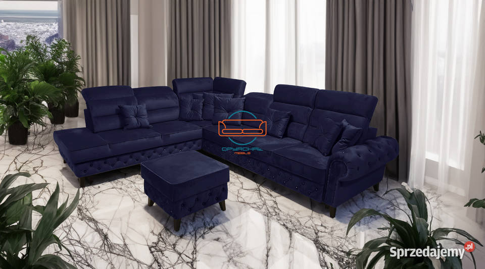 Wygodny narożnik regulowane zagłówki glamour 4P mazowieckie Tarczyn