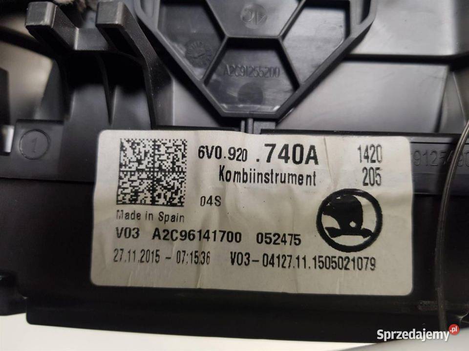 LICZNIK ZEGAR SKODA FABIA III 6V0920740A Pozostałe Lipno