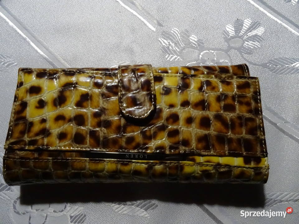 Skórzany lakierowany portfel firmy Loren Różan sprzedam