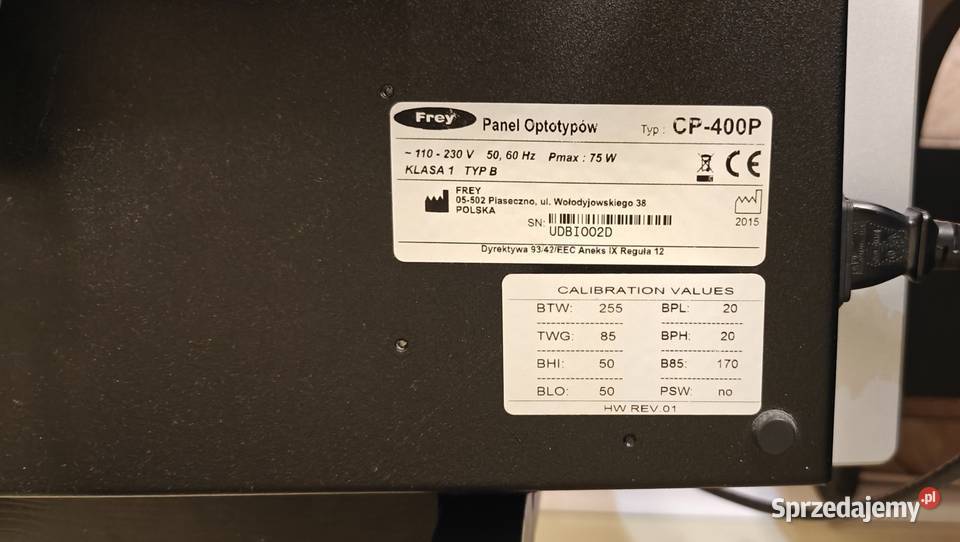 Panel LCD optotypów Frey CP400P z polaryzacją małopolskie Skawina