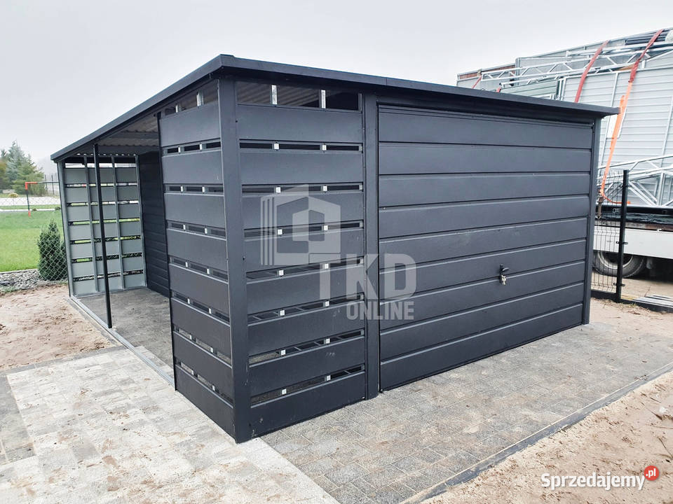 Garaż Blaszany 3x6 wiata Brama Antracyt TKD83