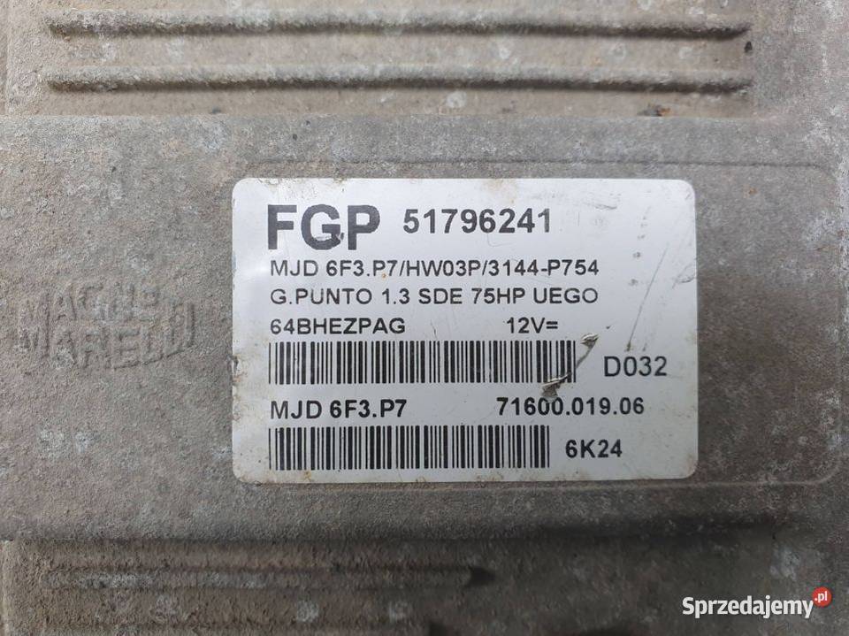 KOMPUTER SILNIKA ECU FIAT GRANDE PUNTO 51796241 Lipno sprzedam
