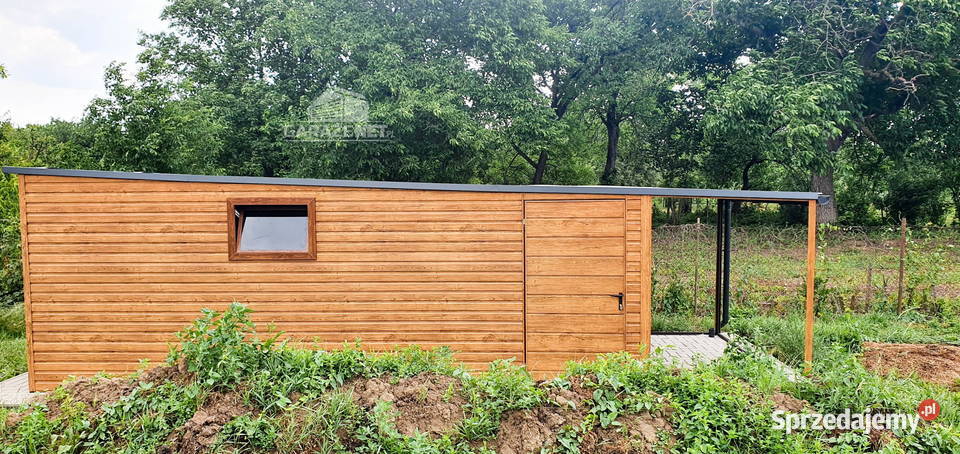 GARAŻ BLASZANY 3mx6m SPAD TYŁ BRAMA UCHYLNA Domki narzędziowe Łapanów