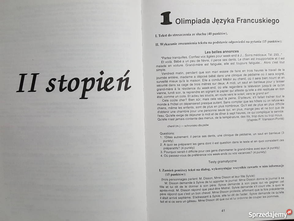 Książka Olimpiada języka francuskiego TESTY z podręczniki i ćwiczenia Książki do nauki języka obcego Złotniki