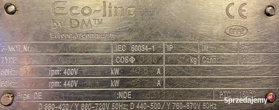 silnik elektryczny 22kW 1465obr 3fazowy Pigża