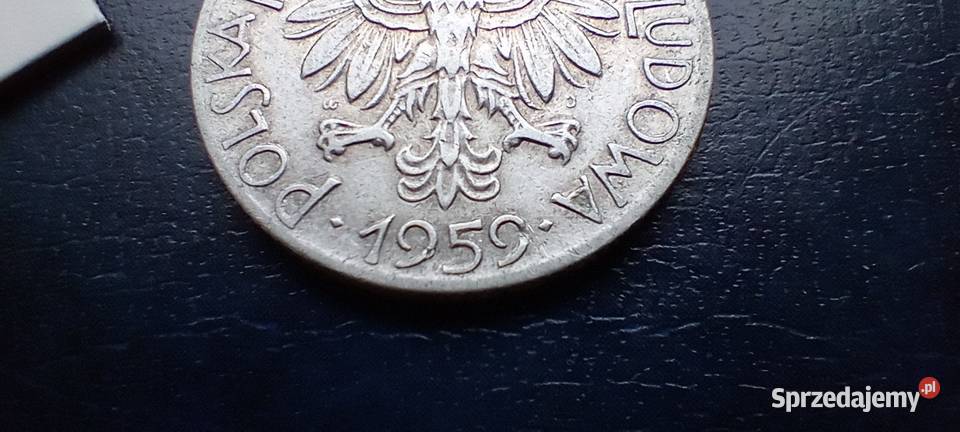 Stare monety 5 złotych 1959 destrukt PRL Polska podkarpackie Lesko