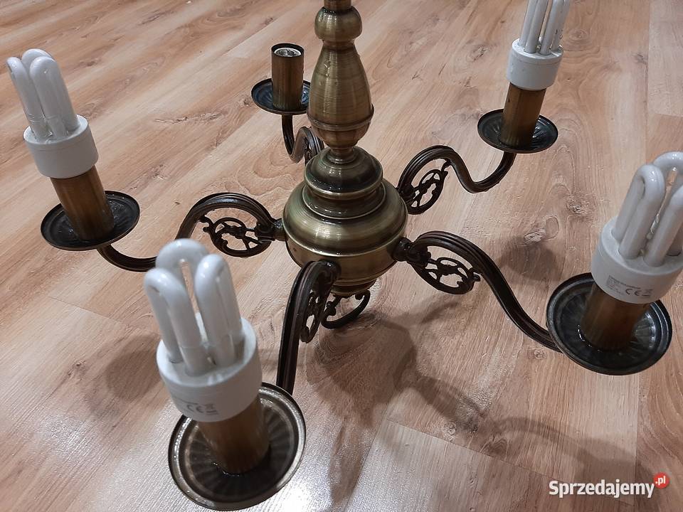 Lampa żyrandol mosiężny ozdobne klosze artabażur Chorzów sprzedam
