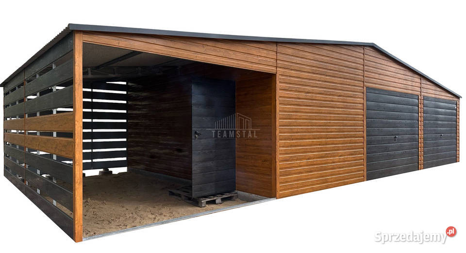 Garaż blaszany 105x6m wiata 45m 2x brama uchylna Jarocin