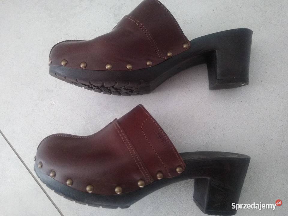 Esprit hodaki drewniaki damskie brązowe 37 Sandały i klapki Kruszwica
