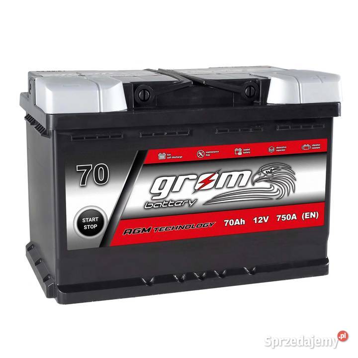 Akumulator GROM AGM STARTSTOP 70Ah 760A Prawy Chełm sprzedam