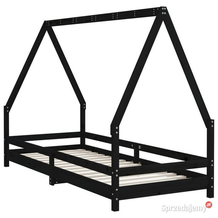 Rama łóżka czarna 80x200 lite drewno sosnowe