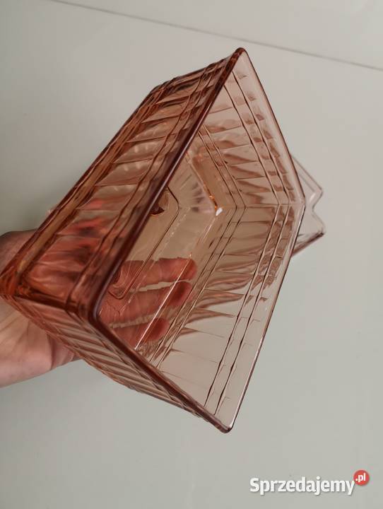 Pojemnik na ser Art Deco vintage szkło rozaliowe Toruń