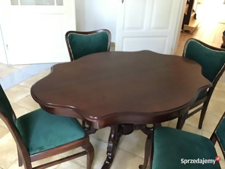 Przepiękny stary stół całość drewno blat Wieruszów