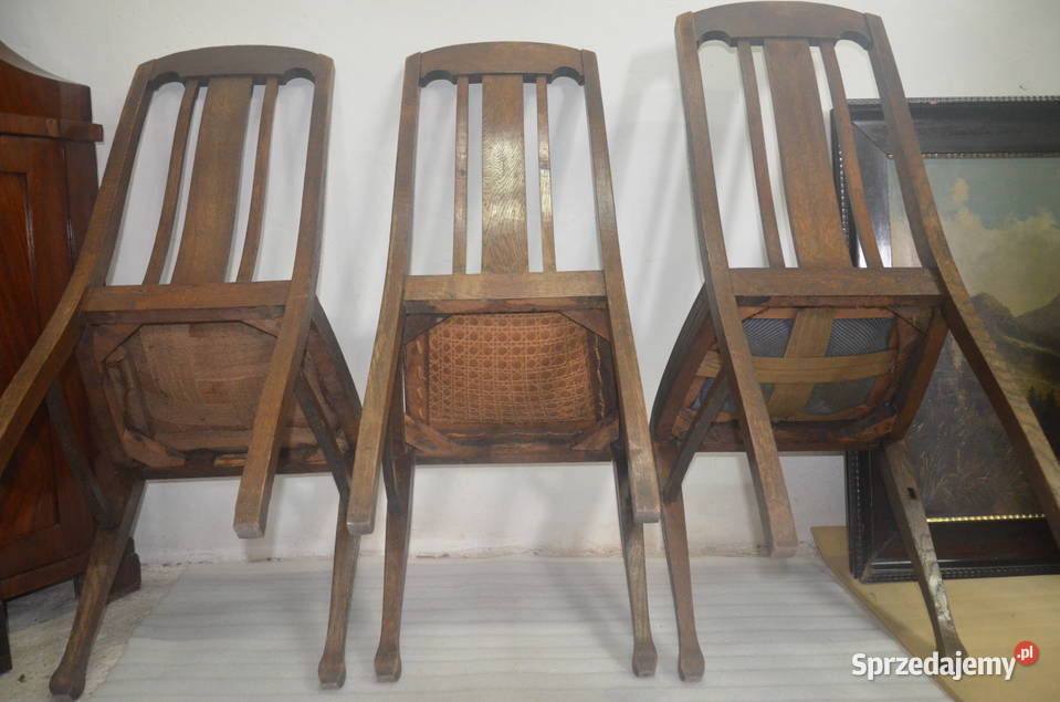 3 dawne krzesła dębowe Secesja Meble sprzedam