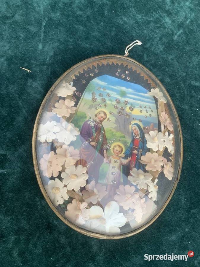 Piękny szklany obrazek święty łódzkie Łowicz