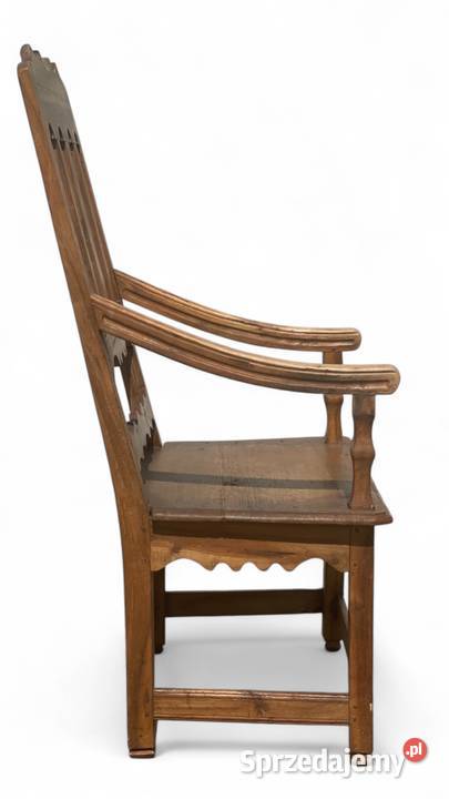 Oryginalny stary drewniany fotel tron w