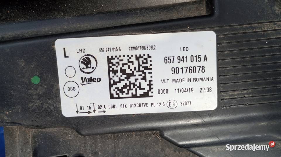657941015A SKODA SCALA LAMPA REFLEKTOR LEWY Nowy Tomyśl sprzedam