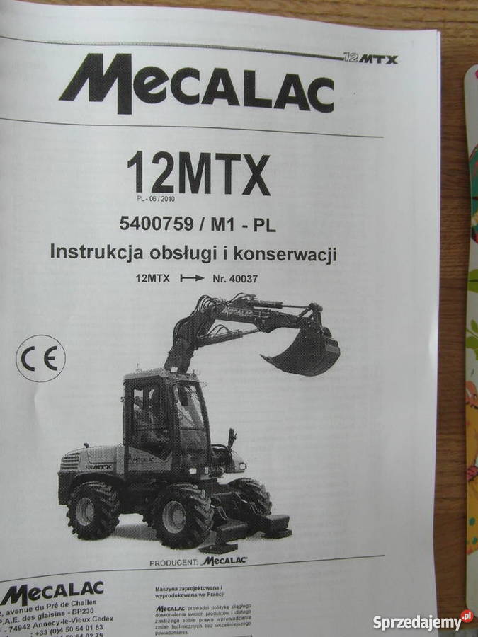 dtr instrukcja obsługi koparka mecalac 12mtx i inne