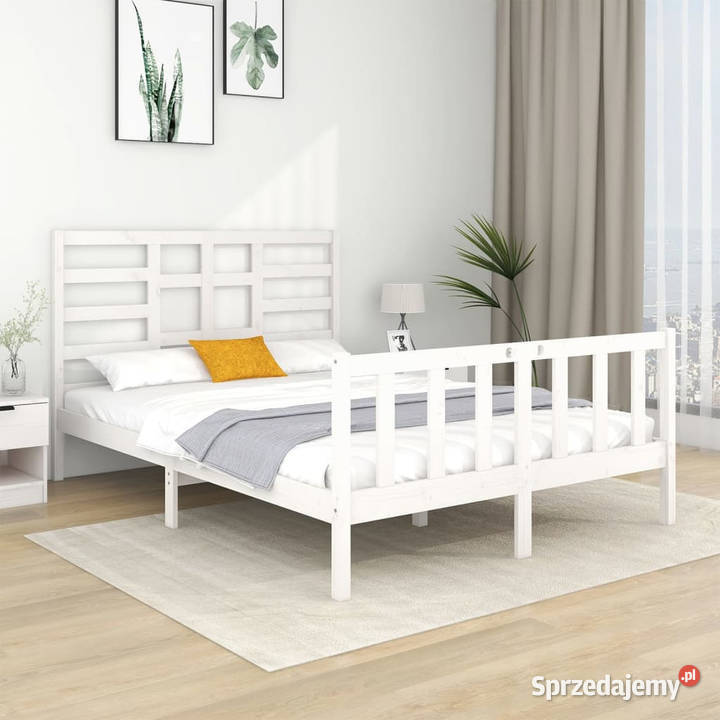 Rama łóżka biała lite drewno 140x190 WM3105906 104cm sprzedam