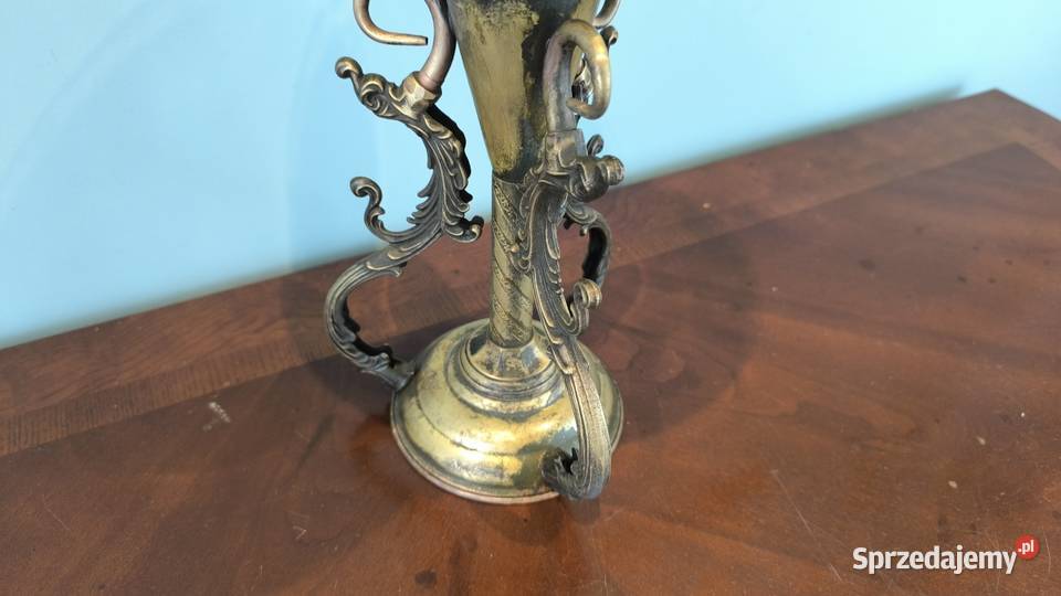 Piękna mosiężna patera z kryształowym szkłem łódzkie Łódź sprzedam