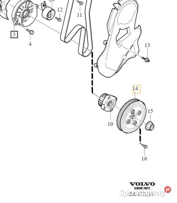 VOLVO S60 V60 S80 V70 XC60 XC70 kolo pasowe walu