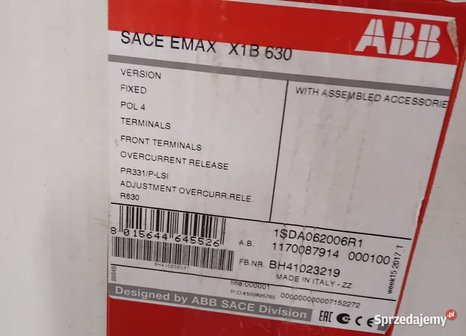 Wyłącznik powietrzny Emax X1BE 630 4P 1000VAC Włoszczowa