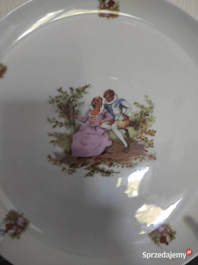 Talerzpatera stara porcelana scenki rodzajowe Warpechy Stare
