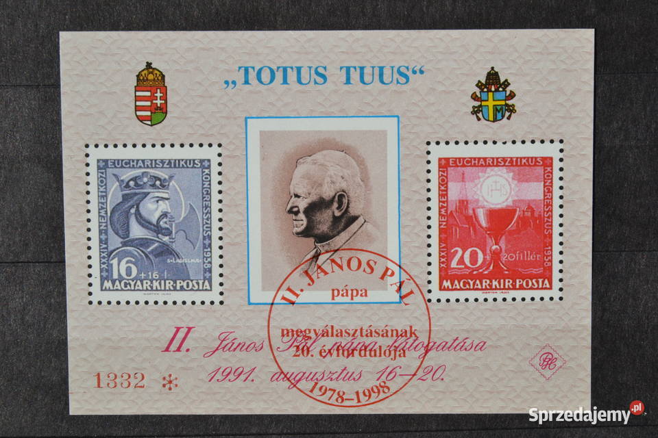 Znaczki Papież Jan Paweł II Węgry Blok Sobótka