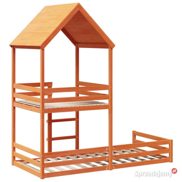 Łóżko z piętrem i daszkiem woskowy brąz sosnowe 219cm mazowieckie sprzedam