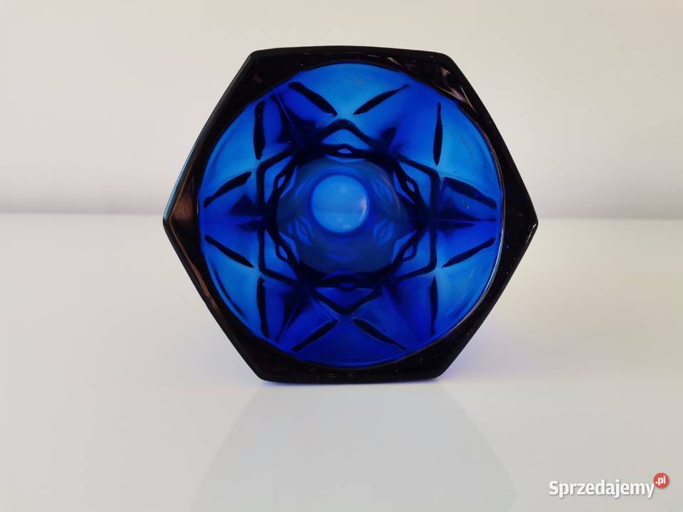 Stary niebieski wazon szkło kobaltowe HSG Katowice sprzedam