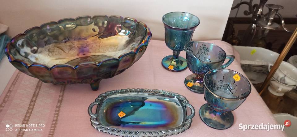 Karnawałowa szklana miska na owoce Indiana Amber Gdańsk