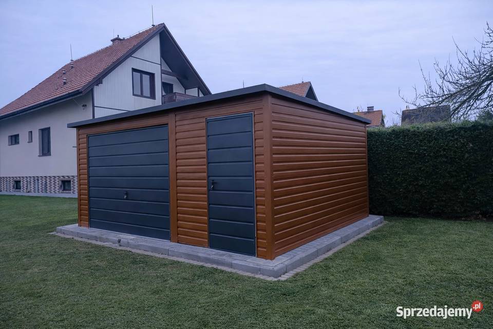 Garaż Blaszany 5x5m Drewnopodobny Spad na Tył Zielona Góra