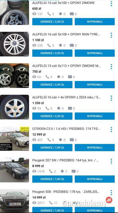ALUFELGI 16 PEUGEOT CITROEN SKUP AUT ALUFELGI Koła Wągrowiec