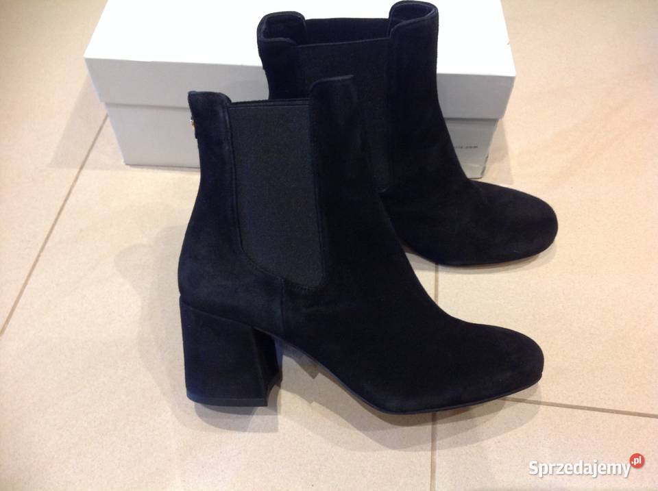 Botki Czarne Skórzane Damskie COSMOPARIS 36 skóra Nowa Sól