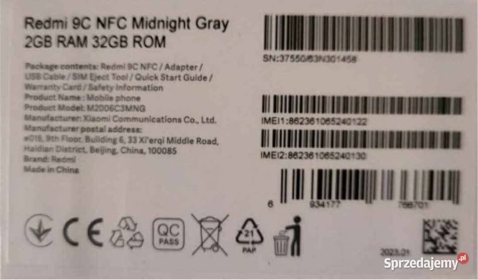 Xiaomi Redmi 9C NFC 2GB32GB Midnight Gray sprzedam